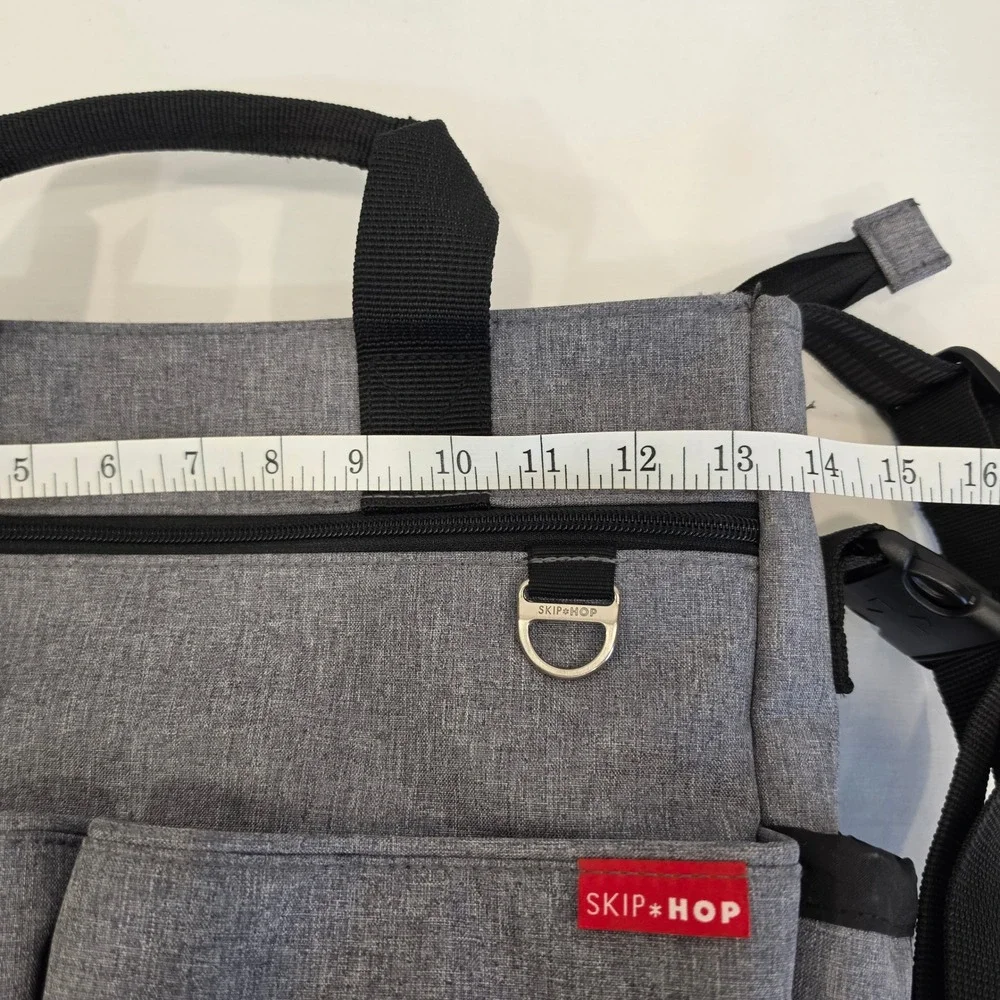 Skip Hop Heather Gray Diaper Bag Duo Signature Tote Crossbody Multi Pocket